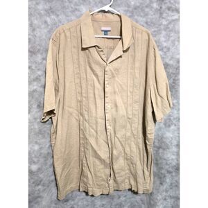 Breakwater Mens XXL 100% Linen Short Sleeve Button Down Camp Shirt Tan